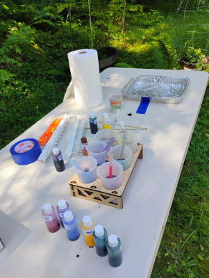 Table setup with paints