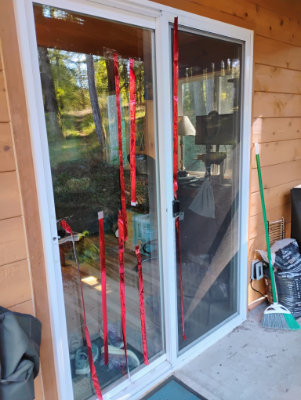 Mylar tape on the front door of TH2