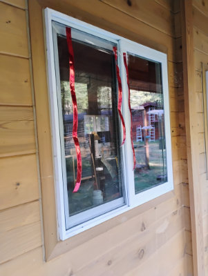 Mylar tape on kitchen window